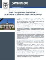 Disparition de Monsieur Raoul MERCIER, ancien Adjoint au Maire de la Ville d’Aulnay-sous-Bois