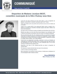 Disparition de Madame Jocelyne NICOT, conseillère municipale de la Ville d'Aulnay-sous-Bois